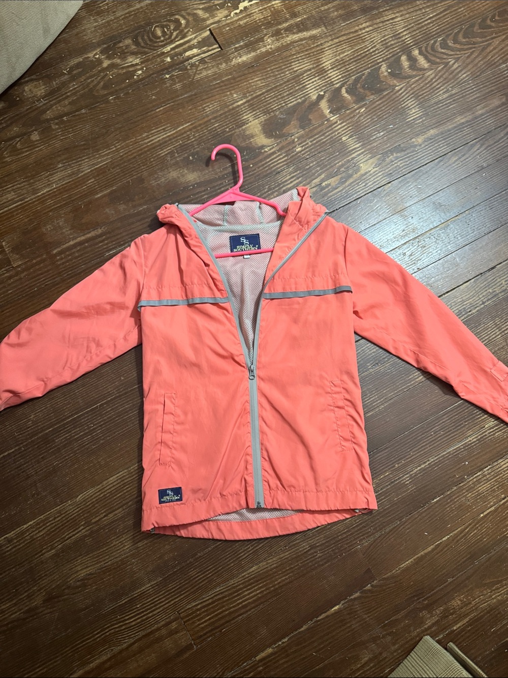 Simply Southern Coral Pink Lightweight Kids Raincoat